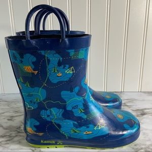 Kamik Explore Rubber Rain Boots Blue Kids Size 1